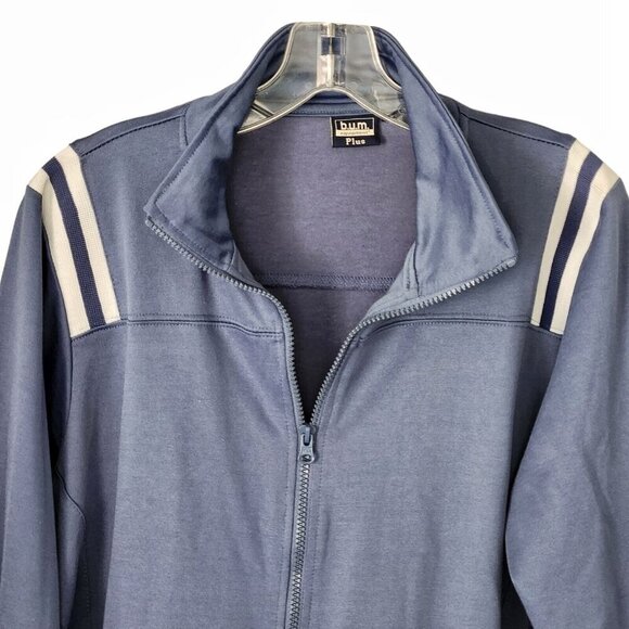 B.U.M. Equipment Vintage 1X Track Jacket Blue White Stripe 90s Y2K - Picture 3 of 15
